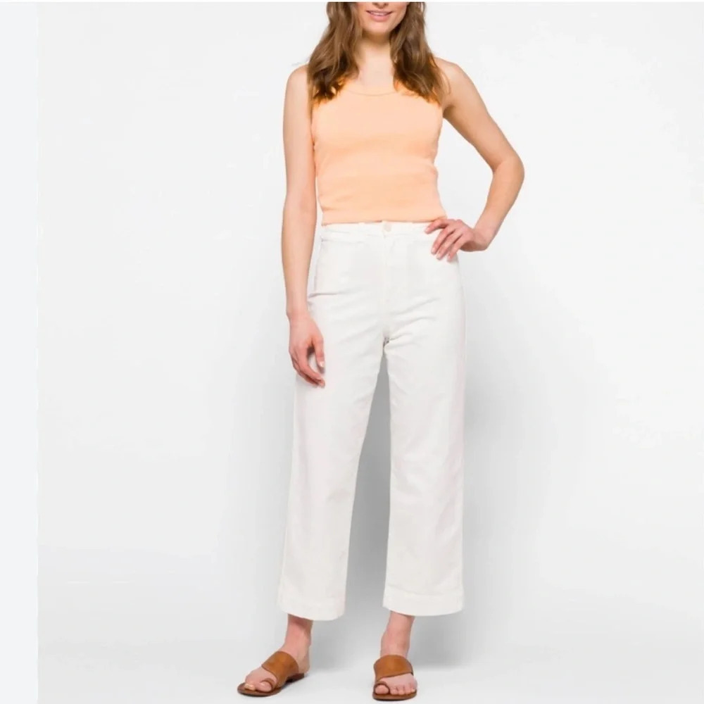 Marine Layer Bridget Slim Wide Leg Crop White Pant‎ Size 14 NWT